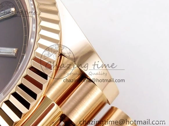 Brown 40 on DayDate Steel Dial Crystal 228235 904L President Bracelet VR3255 ARF 0225